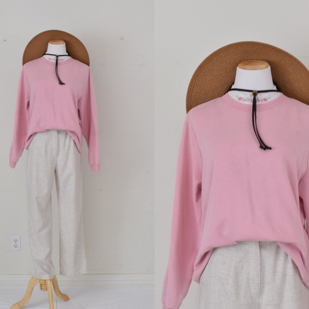 Vintage 80s/90s pullover Cotton/Poly Mockneck Sweatshirt by Blair | size Large